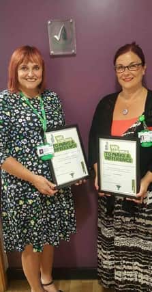 Just one of the shortlisted finalists for the Public Recognition Award is Paula Lowson and Angela Eyre, Macmillan Cancer Information and Support managers.