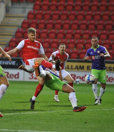Michael Smith scores Rotherham's second goal. Picture by Dave Poucher