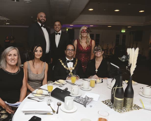 Pictured at the event are, back row, from left to right: Faraz Unees of sponsors PMA Housing, Amran Akhter of sponsors Create Kitchens, event supporter Carole Foster; front row: Crossroads Care business development manager Liz Hopkinson, chief executive officer Kate Davis, the Mayor of Rotherham Cllr Tajamal Khan and chair of the Barnsley and Rotherham Chamber's diversity and inclusion group Cllr Lyndsay Pitchley.