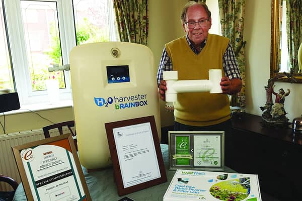 Melvyn Davenport from Wath with his new water saving invention. 230460-3 (Credit: David Poucher)