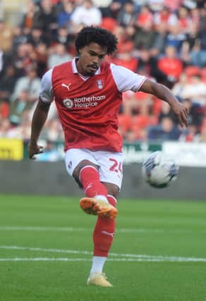 Cameron Humphreys in action for Rotherham United against Sheffield United. Picture: Kerrie Beddows