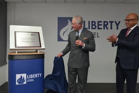 Prince Charles unveils a plaque at Liberty's Rotherham HQ.