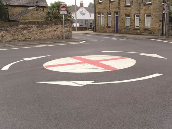 The red-cross roundabout at Thorpe Hesley