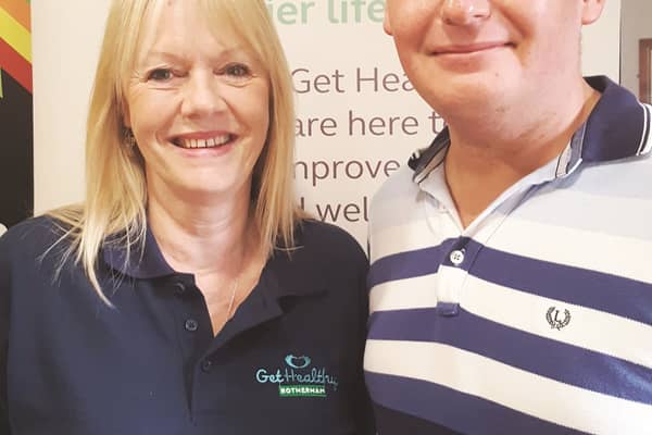 Pictured L- R: Angela Stevenson, Get Healthy Coach (Get Healthy Rotherham) and Chris Johnson, who has successfully completed a smoking cessation programme. Angela was Chris's dedicated Get Healthy Coach who supported him through the programme.