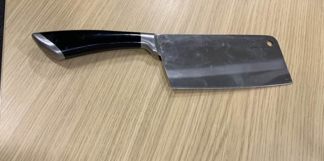 A meat cleaver seized by police this month.
