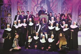 Ella Foxton as Deloris and the cast of Sister Act