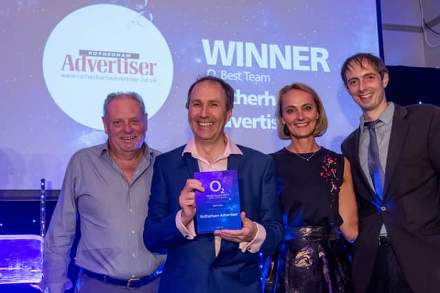 L-R; Advertiser sub-editor Bob Evans, editor Andrew Mosley, Charlotte Hall from sponsor O2 and reporter Gareth Dennison