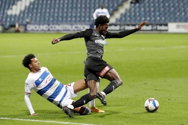 Matt Olosunde goes down but no penalty is given at QPR. Pictures by Jim Brailsford