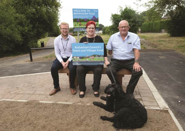 Greasbrough councillors Sarah Allen and Robert Elliott (right) joined projects, initiatives and improvement officer for Rotherham Borough Council Ben Mitchell at Brimmagem Fold, to celebrate the completion of the council's first Towns and Villages Fund Scheme.