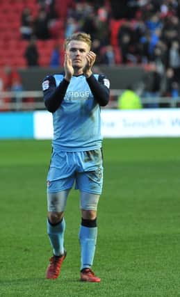 Danny Ward applauds fans following defeat at Bristol City