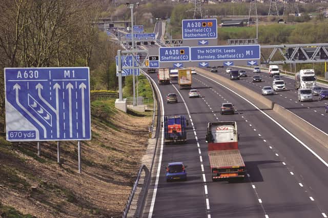 The M1 motorway at junction 33 near Catcliffe