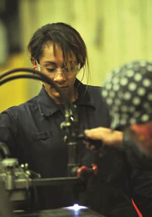 Christina Bubb who is making sparks fly as an apprentice welder with Rotherham firm MTL at Brinsworth.