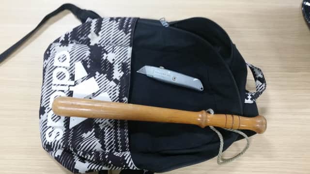The bag, truncheon and knife