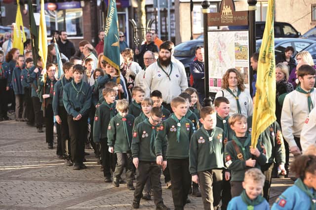 Scout groups from across the Rotherham district were at last Thursday's St George's Day parade
