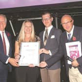 Last year’s Public Recognition Award winner Kelly Guest, pictured with the Trust’s chairman, Martin Havenhand, former Rotherham Advertiser reporter Dave Doyle and the host of the awards ceremony, Dixie from Heart Yorkshire.