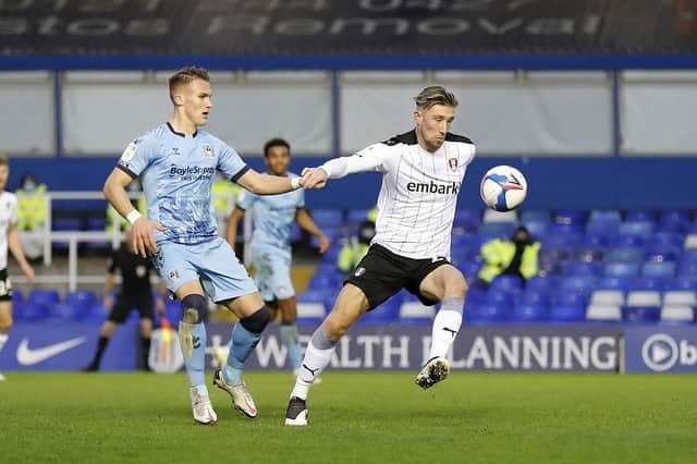Angus MacDonald in action against Coventry City. Pictures by Jim Brailsford