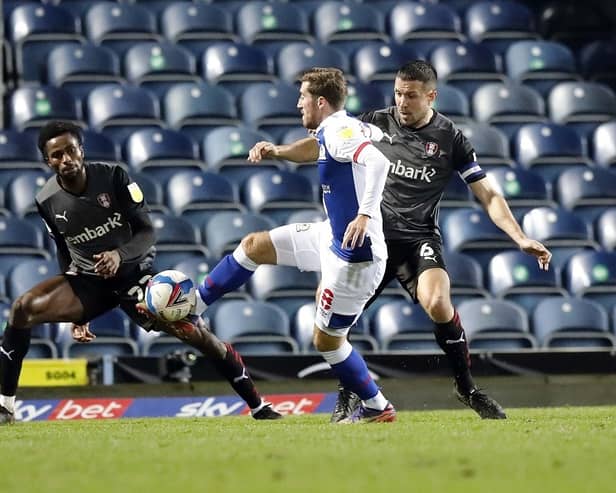 Richard Wood and Matt Olosunde in first-half action at Blackburn. Picture by Jim Brailsford