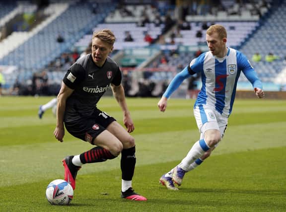 Jamie Lindsay in possession against Huddersfield. Picture by Jim Brailsford