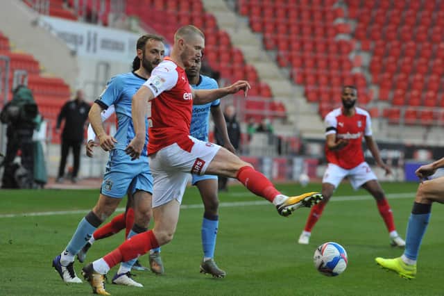 Michael Smith on the ball against Coventry. Picture by Kerrie Beddows