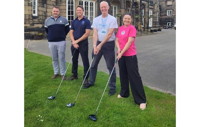 Club General Manager Ashley Lerigo, current captain Steve Ghent, Steve Burns, Chairman and Trustee at Rotherham Cancer Care and Rachael Dawes, Head of Fundraising at the Rotherham Hospital and Community Charity.