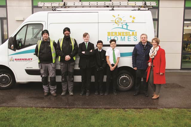 Pictured (from left to right) are: Berneslai Homes’ staff Phillip McGrath-Kay and Philip Baughan, students Tom Robson, Kai Rameswari and Chad Hyde, teacher Mark Ibbotson and Berneslai Homes’ Gillian Totty.