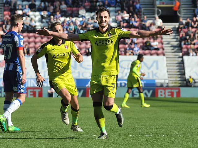 Anthony Forde celebrates his goal against Wigan