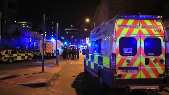 Emergency services in Manchester last night
