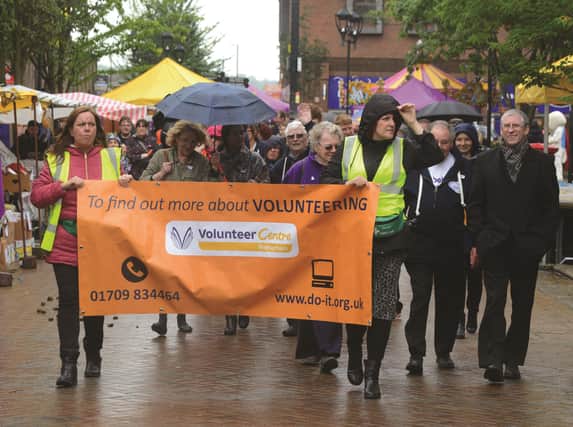 Voluntary Action Rotherham's annual Big Volunteer Walk took place in the town centre recently. 170951-27