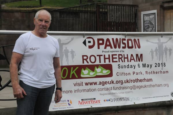 Ray Matthews sporting a Rotherham 10K T-shirt