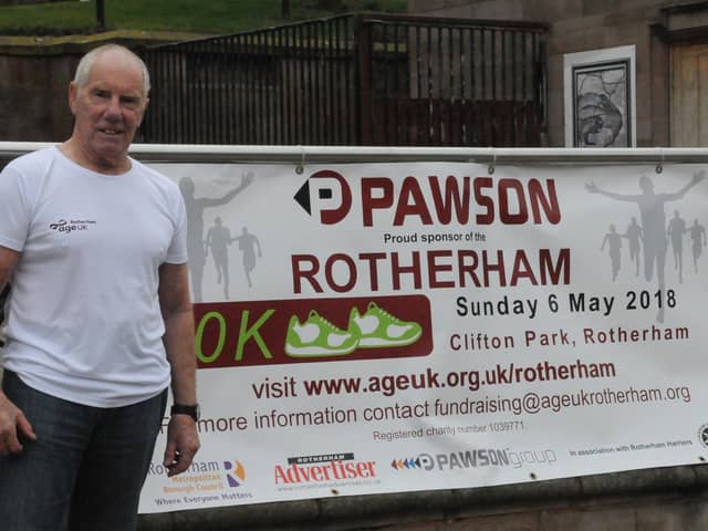 Ray Matthews sporting a Rotherham 10K T-shirt