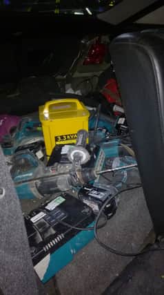 These suspected stolen tools were found in the boot of the car