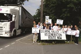 Members of the Hickleton Bypass Action Group who are demanding steps be taken over the amount of traffic that thunders through the little village every day. 190915-2