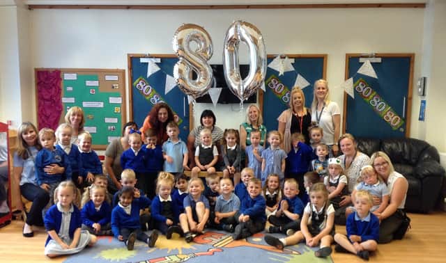Children in the current Foundation 1 year at Rawmarsh Nursery celebrating the milestone