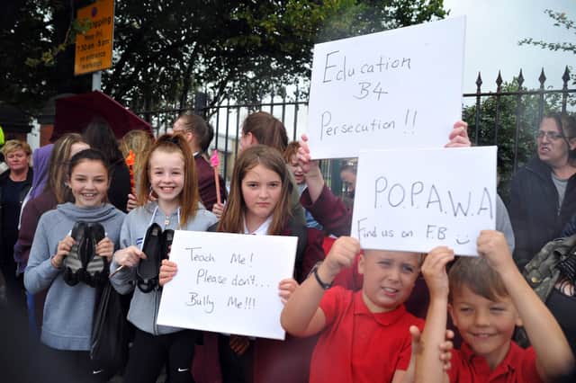 Parents and students protesting outside Wath Academy last week