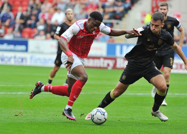 Chieo Ogbene in action against Crewe. Picture by Kerrie Beddows