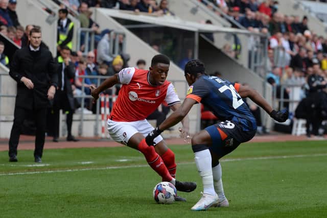 Wes Harding in first-half action against Luton. Picture by Kerrie Beddows