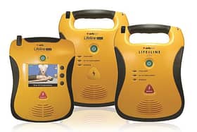 Defibrillators are usually yellow or green.
