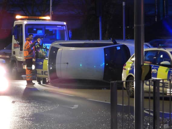 The car which overturned on Saturday afternoon. Picture: A. Kerrison
