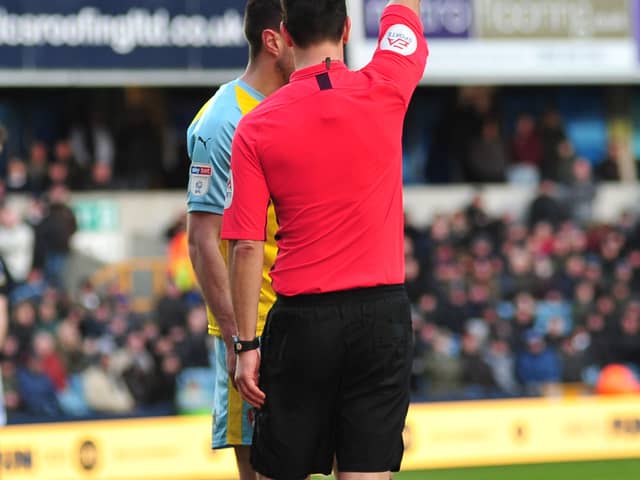 Richard Wood is yellow-carded last Saturday