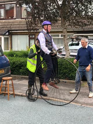 Peter on the penny-farthing