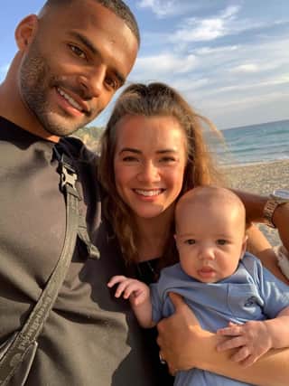 Michael Ihiekwe with partner Rosie and their son, Abel