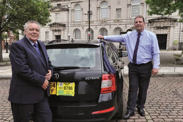Secretary of the, All License Private Hire Association (Alpha) for South Yorkshire, Stephen Anderson (right) along with Lee Ward, chairman of Alpha. 200596-3