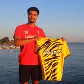 Cameron Humphreys with his new Millers shirt in Croatia.