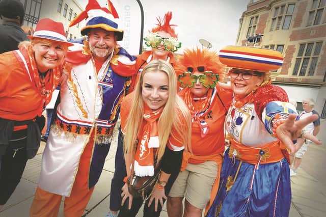 Netherlands supporters enjoy one of the fans' parks in Rotherham town centre.