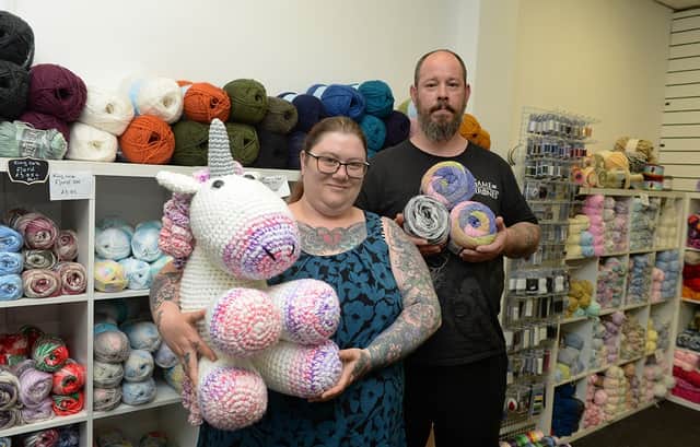 Martin and Rachel Willis at their town centre shop Woolly Madness.