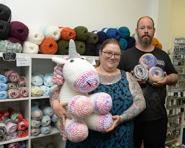 Martin and Rachel Willis at their town centre shop Woolly Madness.