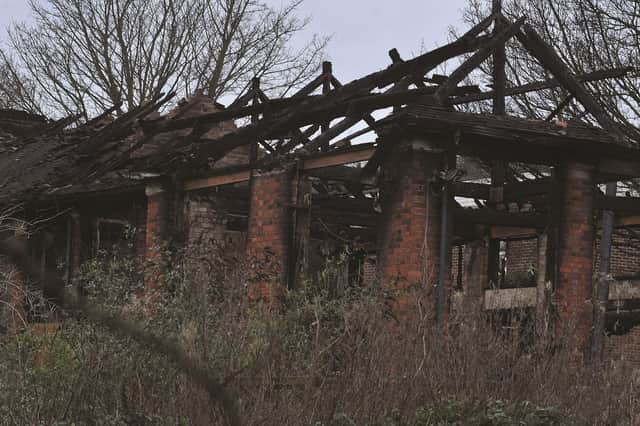 The old Maltby Hall Infant School building destroyed by a fire