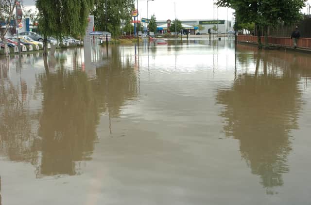 The 2007 floods turned Rotherham Road at Parkgate into a lake.