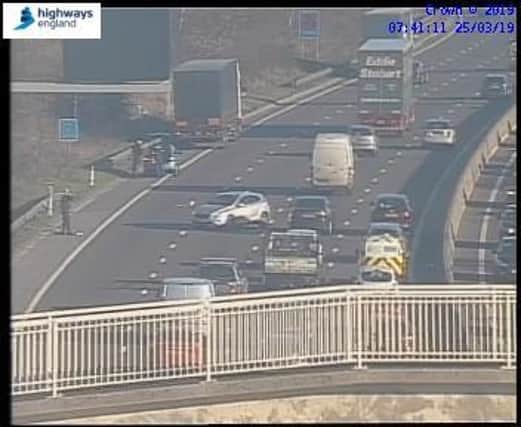 The collision happened on the M1 at Thorpe Hesley