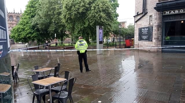 Police cordoned off an area of the town centre last Wednesday